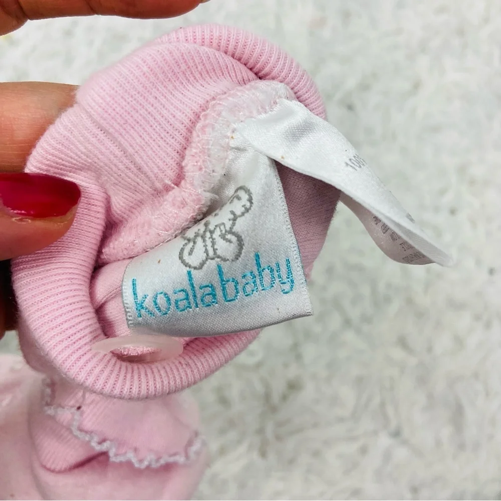 Koala baby Pink floral embroidered cotton Baby Booties size 0-6 months